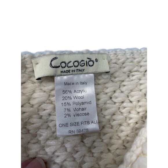 Cocogio womans cream off white cream wool knitted Italian pullover shawl Poncho - Picture 2 of 11